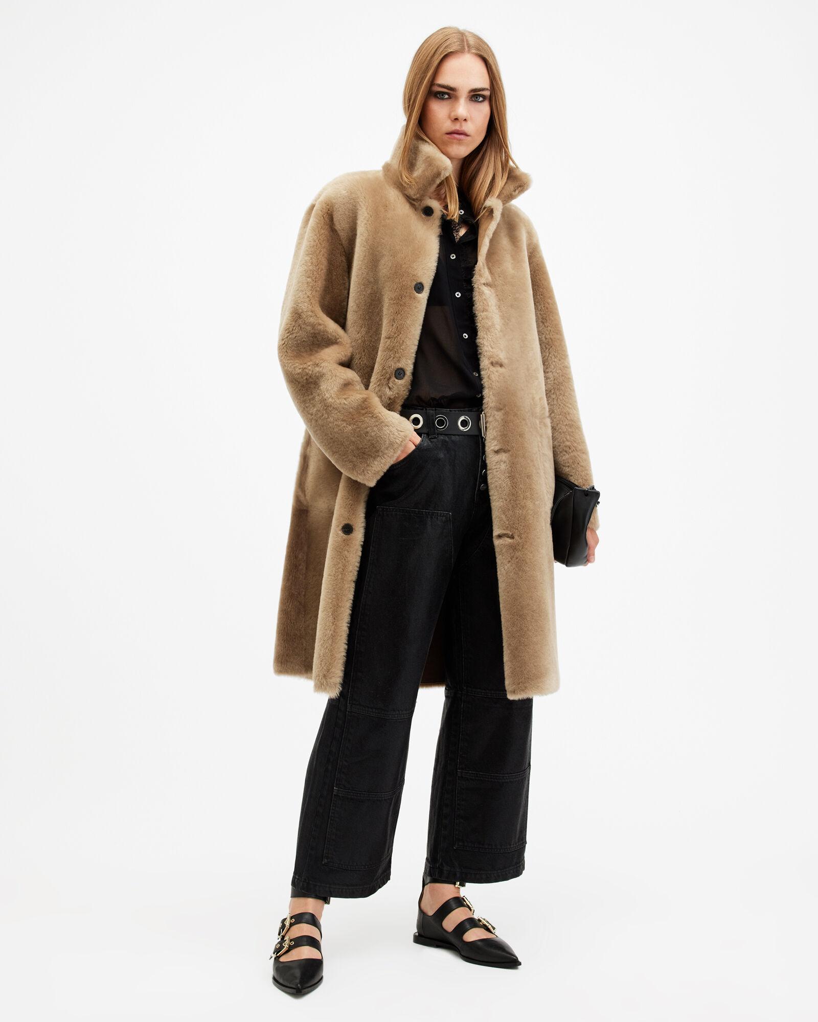 Serra Reversible Shearling Coat by ALLSAINTS
