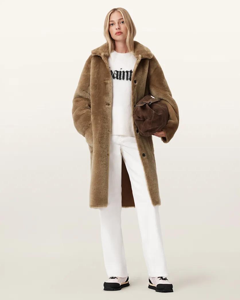 Serra Reversible Shearling Coat by ALLSAINTS