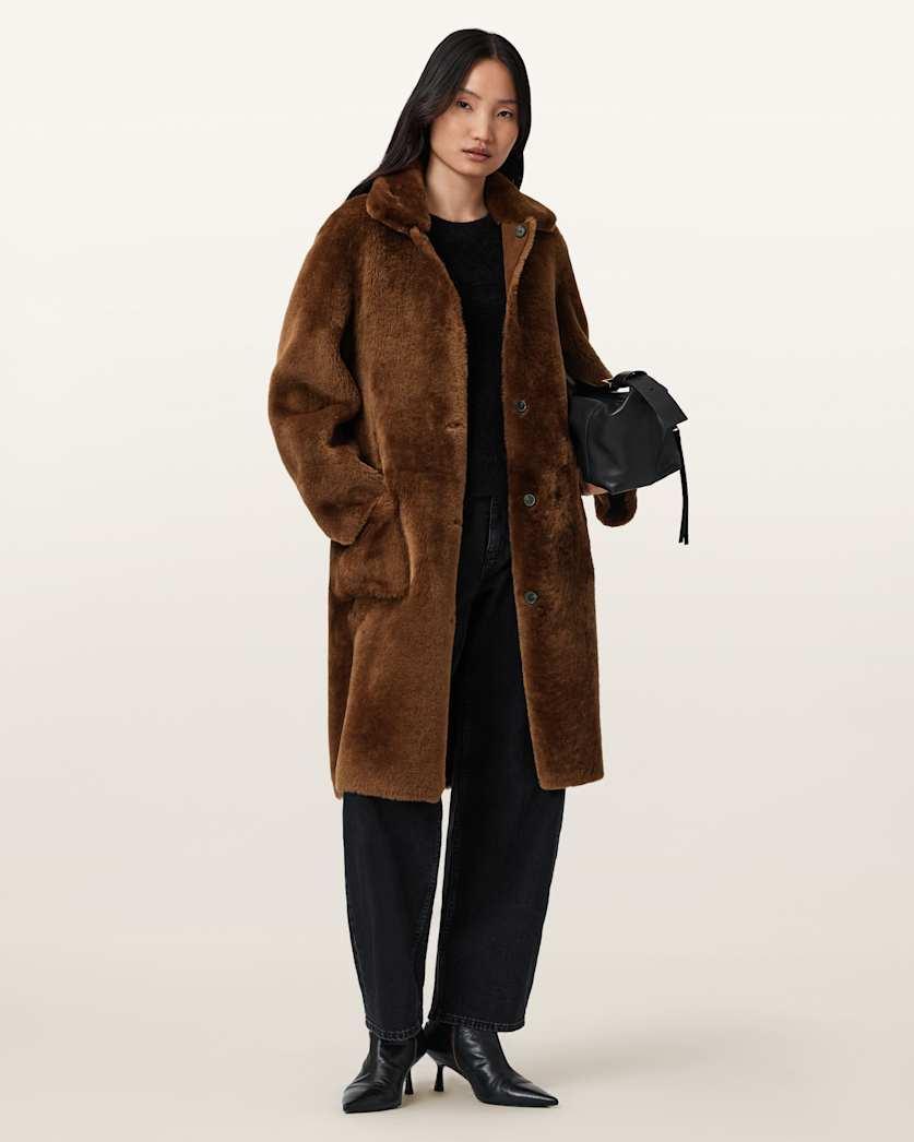 Serra Reversible Shearling Coat by ALLSAINTS