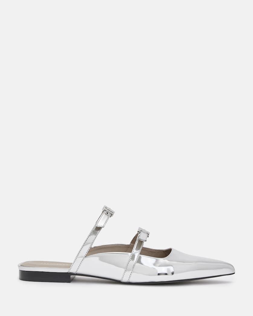 Shar Metallic Leather Flat Shoes by ALLSAINTS