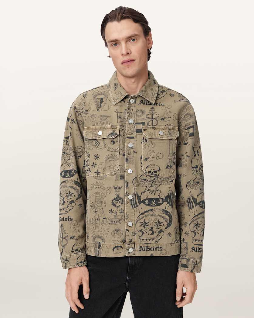 Sherb Printed Canvas Shacket by ALLSAINTS