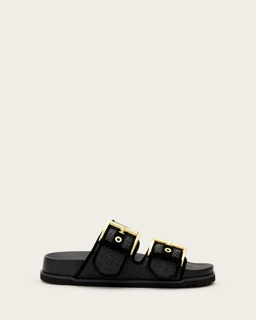Sian Leather And Raffia Buckle Sandals by ALLSAINTS