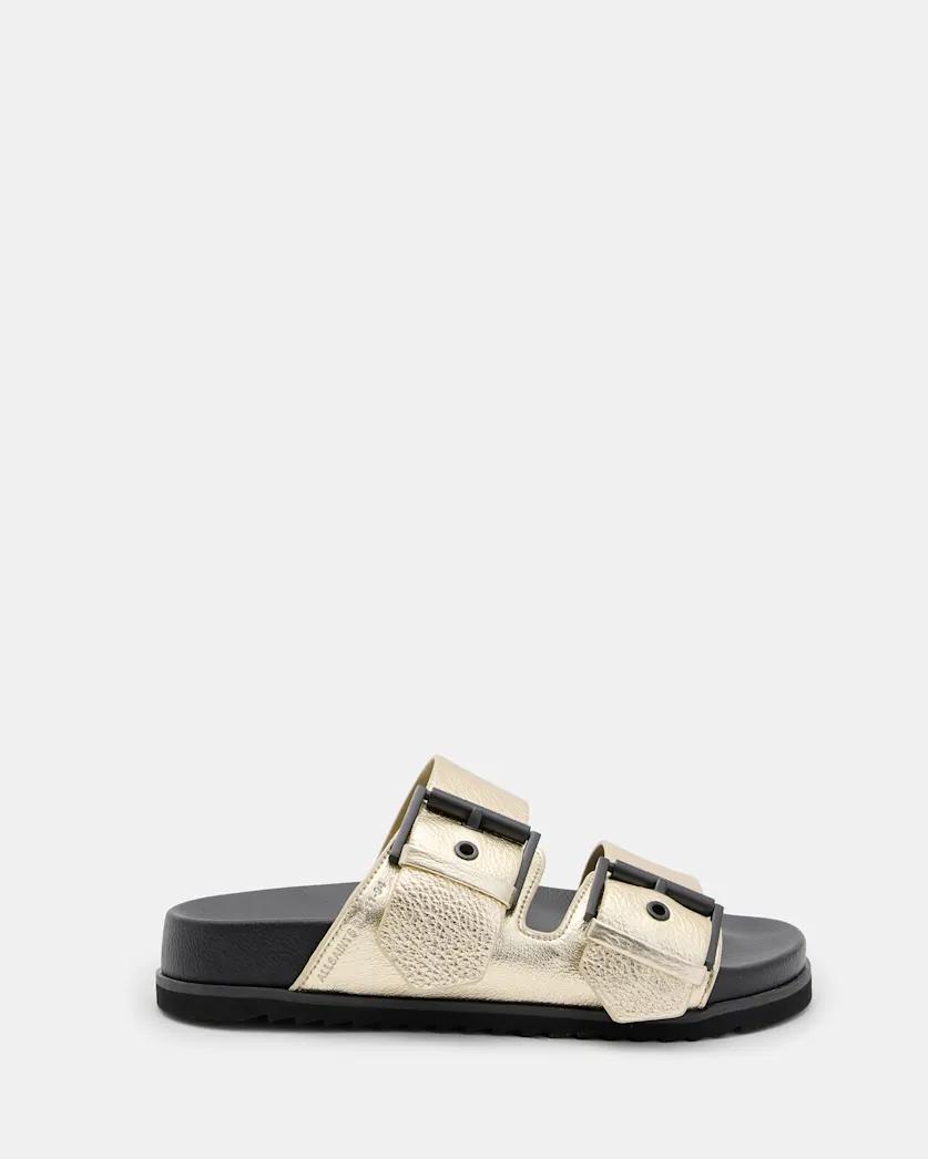 Sian Metallic Leather Buckle Sandals by ALLSAINTS