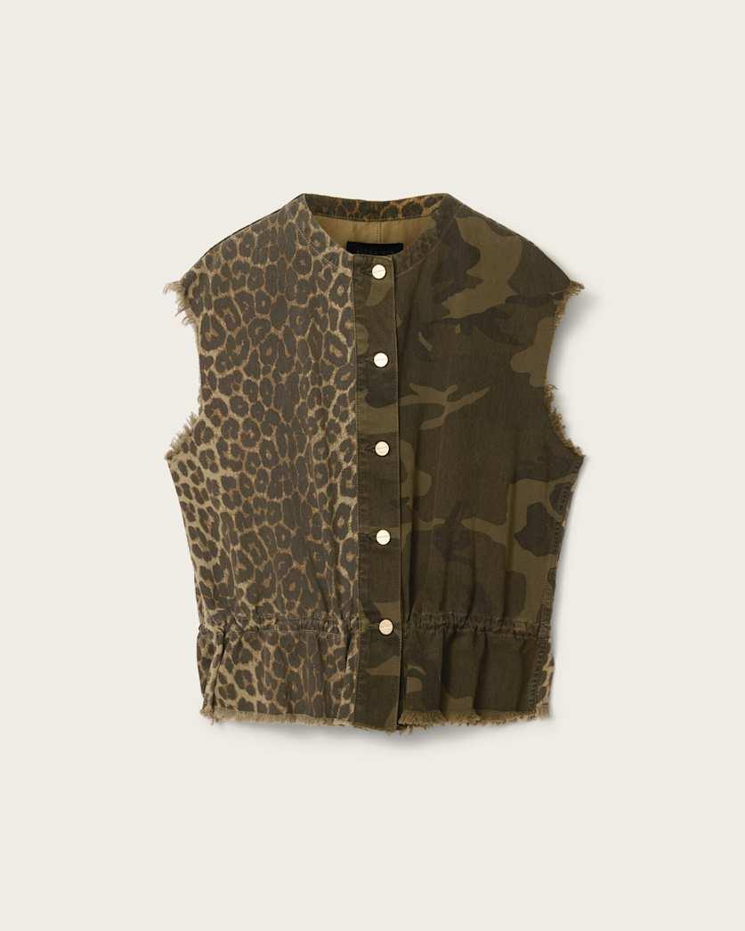 Sofi Camo Leopard Print Vest by ALLSAINTS