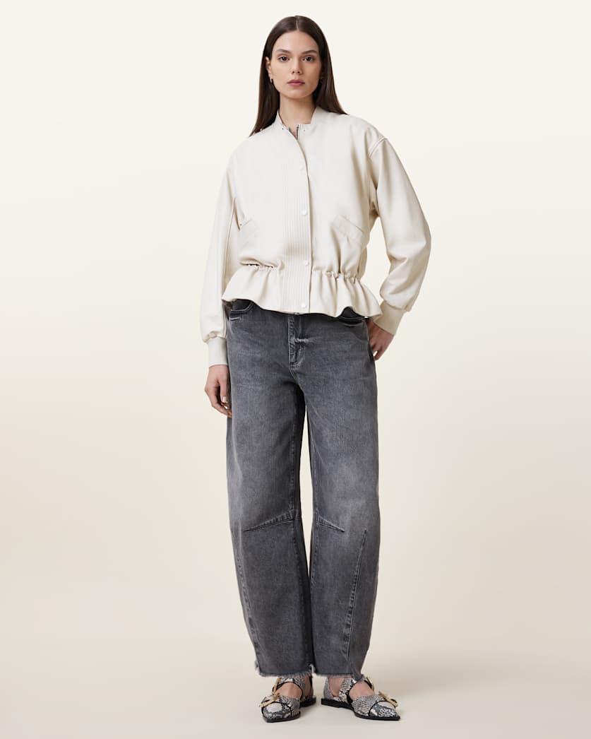 Sofi Drawstring Leather Bomber Jacket by ALLSAINTS