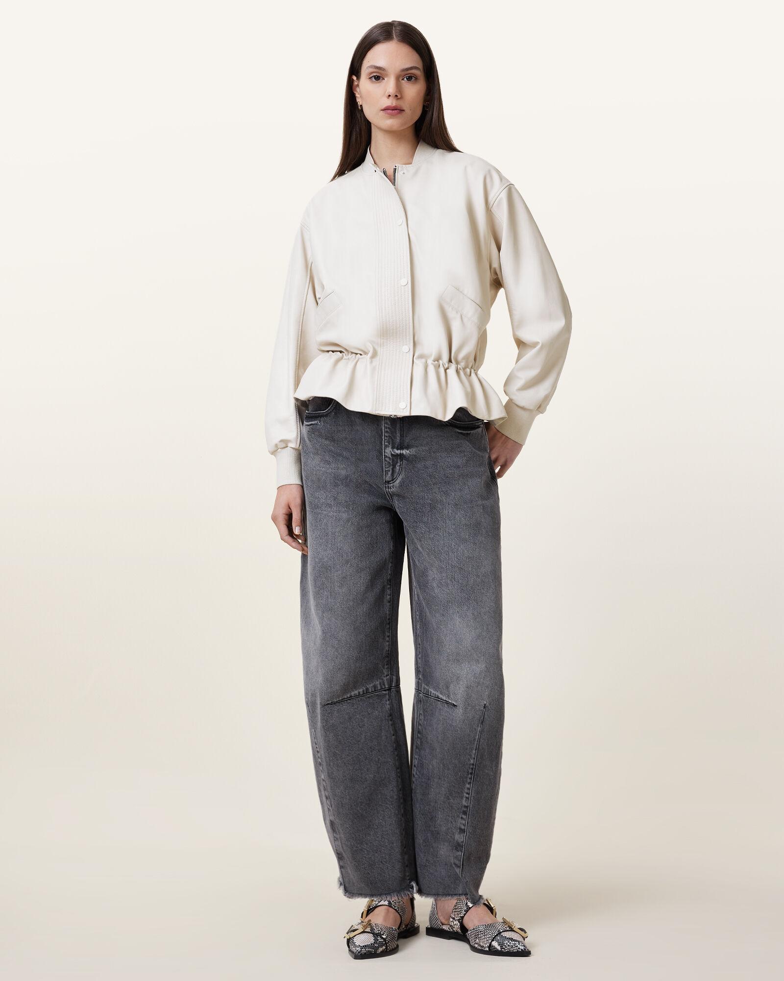 Sofi Drawstring Leather Bomber Jacket by ALLSAINTS