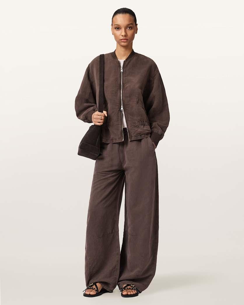 Sofi Linen Blend Drawstring Bomber Jacket by ALLSAINTS