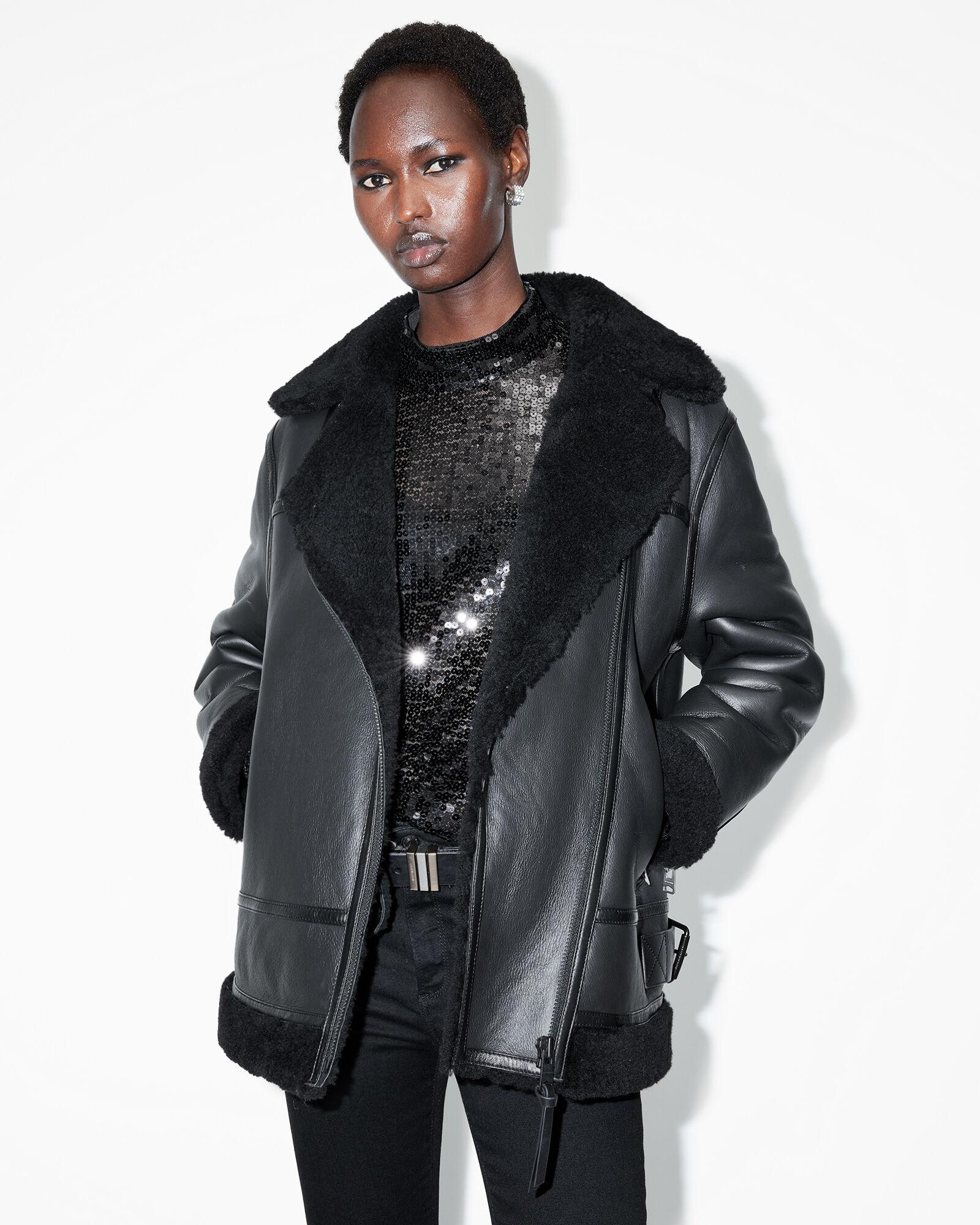 Sola Oversized Shearling Biker Jacket by ALLSAINTS