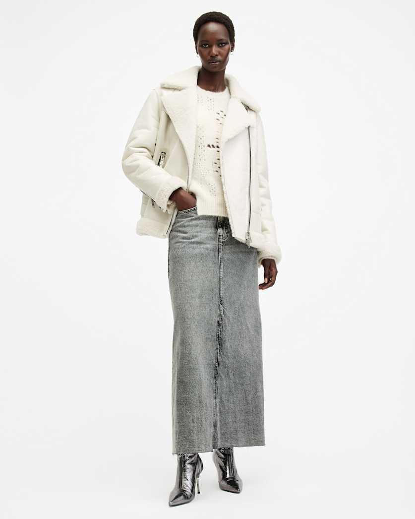 Sola Oversized Shearling Biker Jacket by ALLSAINTS