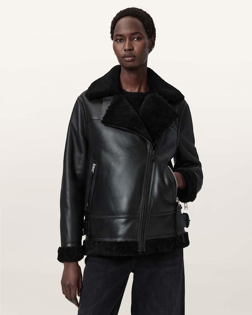 Sola Shearling Biker Jacket by ALLSAINTS