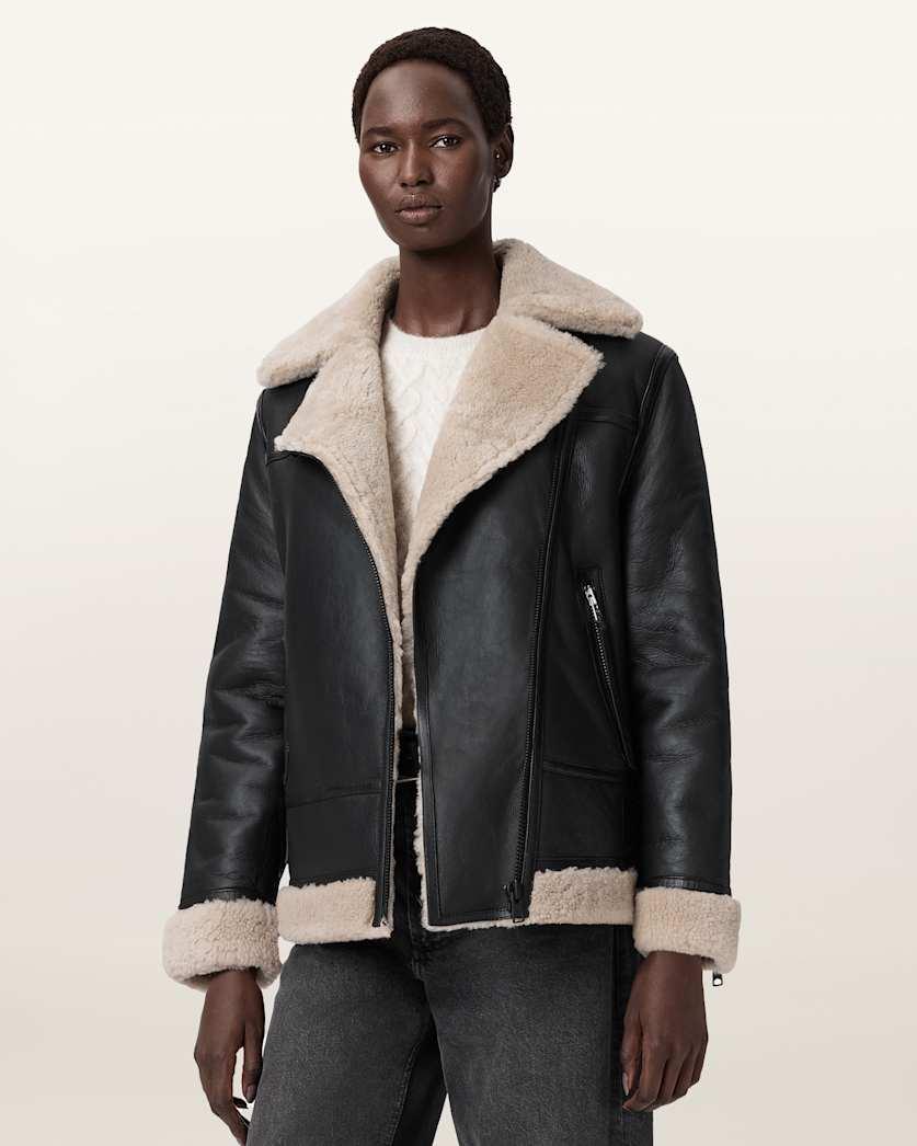 Sola Shearling Biker Jacket by ALLSAINTS