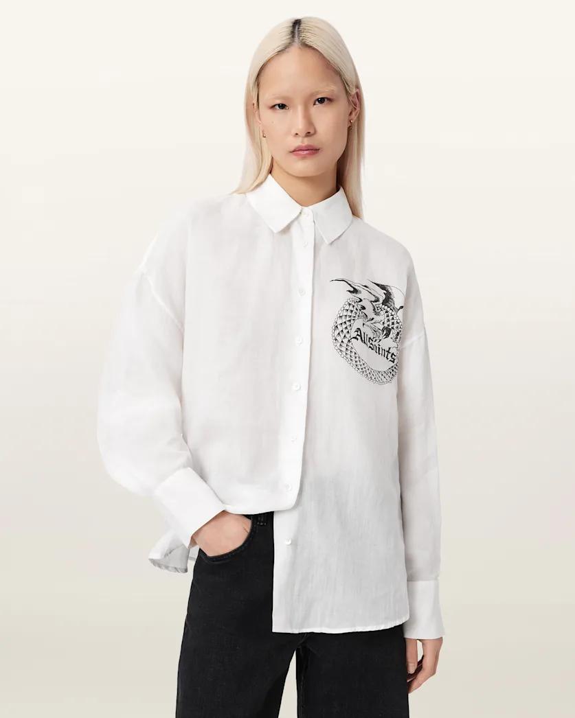 Sparrow Printed Linen Shirt by ALLSAINTS