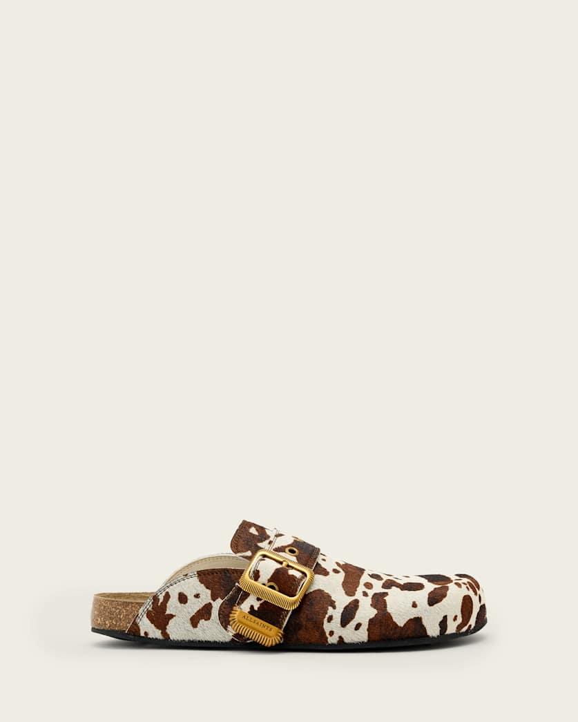 Staffa Cow Print Leather Mules by ALLSAINTS