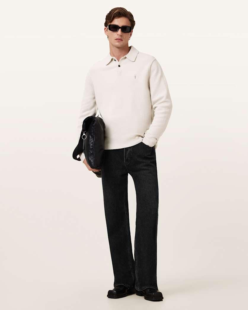 Statten Long Sleeve Ramskull Polo Jumper by ALLSAINTS Statten Long Sleeve Ramskull Polo Jumper by ALLSAINTS