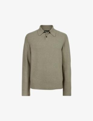 Statten Ramskull-embroidered stretch-knit polo jumper by ALLSAINTS