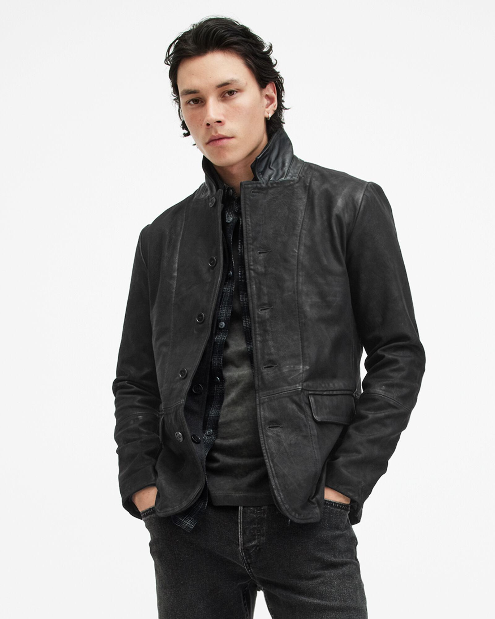 Survey Double Layered Waxed Suede Blazer by ALLSAINTS