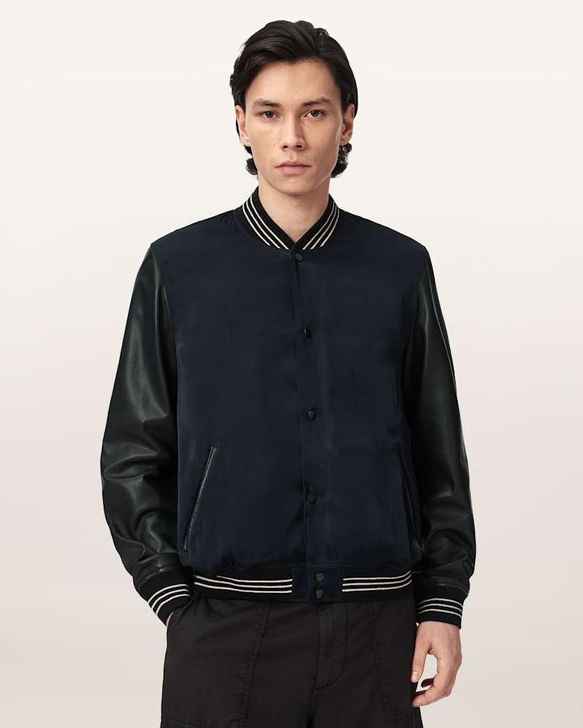 Taishi Leather Varsity Bomber Jacket by ALLSAINTS