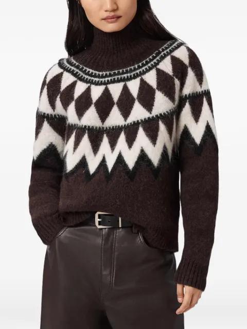 Tara diamond-pattern roll neck sweater by ALLSAINTS