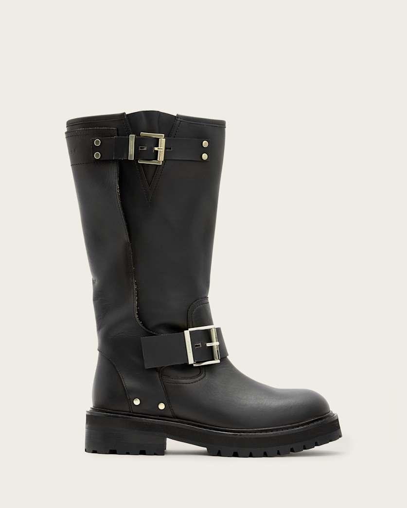 Tay Calf Length Leather Biker Boots by ALLSAINTS