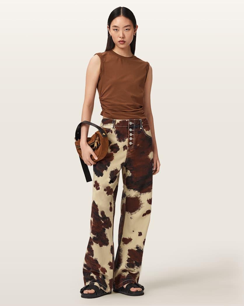 Taya Cow Print Denim Jeans by ALLSAINTS