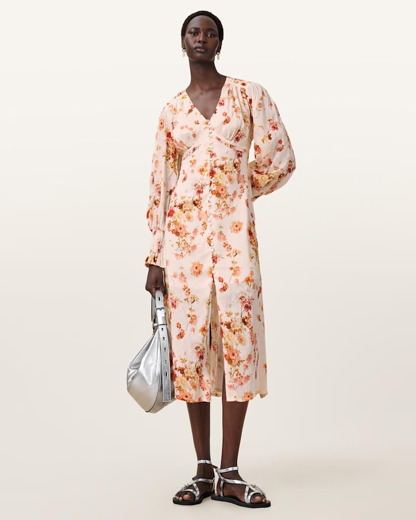 Taylen Floral Print Midi Dress by ALLSAINTS