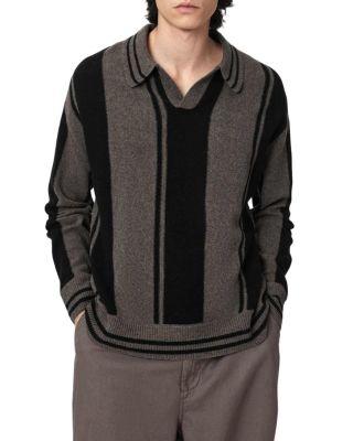 Taylor Stripe Block Long Sleeve Polo Shirt by ALLSAINTS
