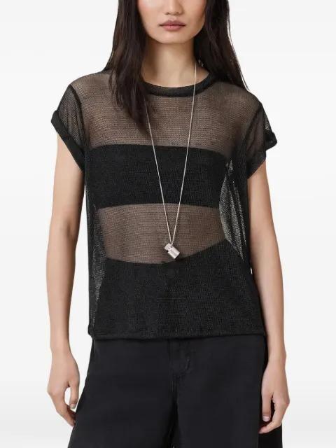 Thea mesh-striped t-shirt by ALLSAINTS
