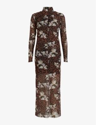 Tia Alessandra floral-print stretch-woven midi dress by ALLSAINTS