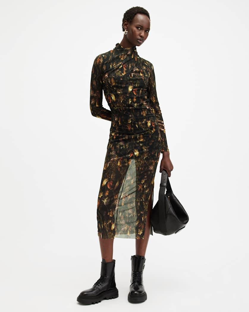 Tia Mesh Printed Midi Dress by ALLSAINTS