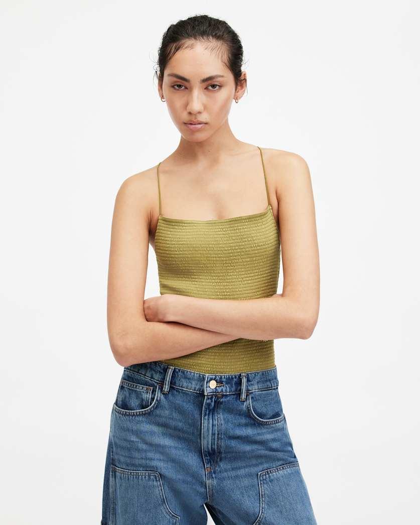 Tilly Shirred Square Neck Bodysuit by ALLSAINTS