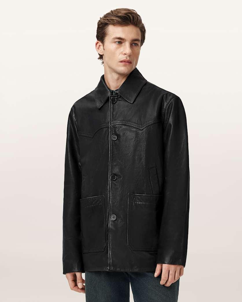 Toulouse Single Breasted Leather Coat by ALLSAINTS