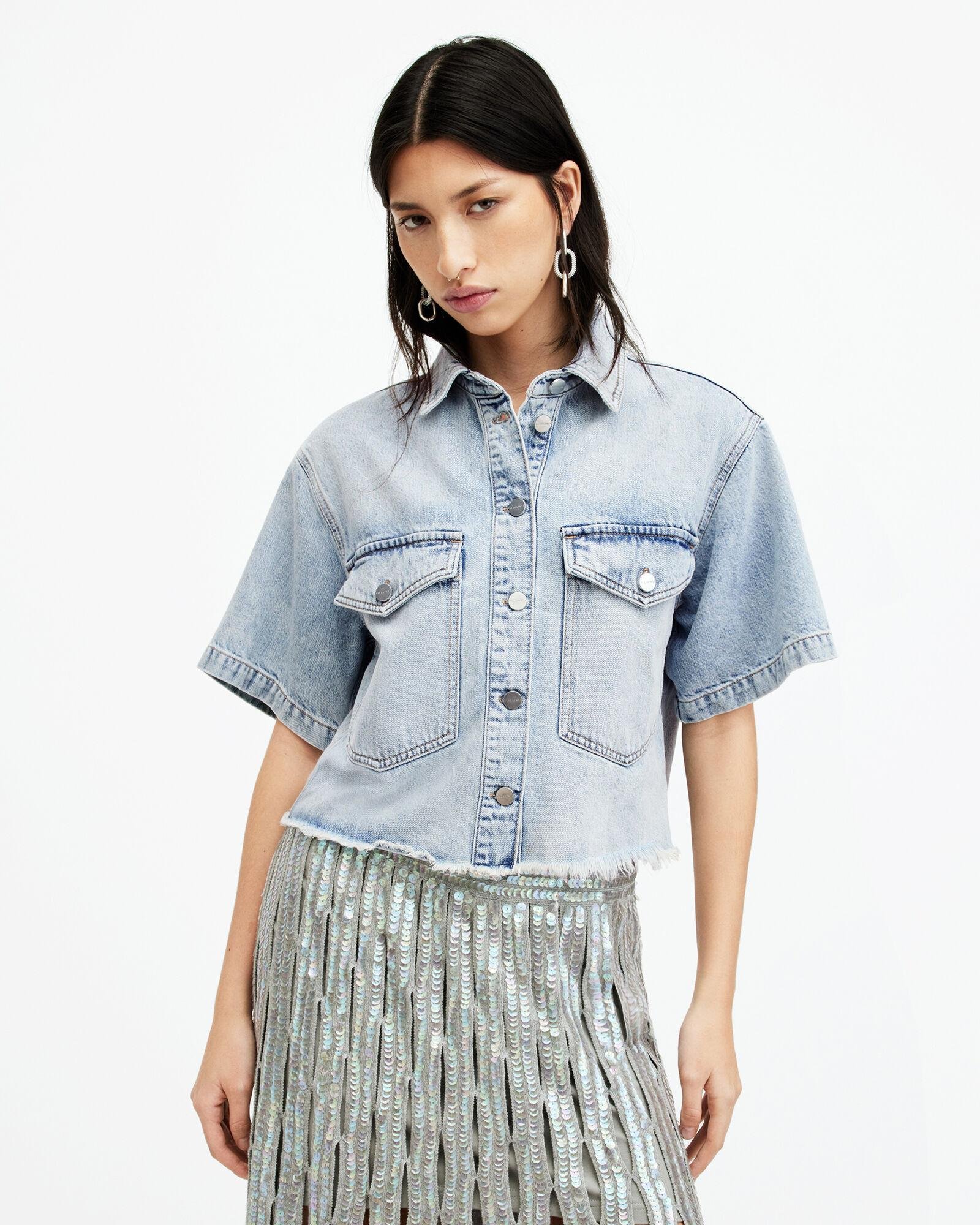 Tove Cropped Oversized Denim Shirt by ALLSAINTS