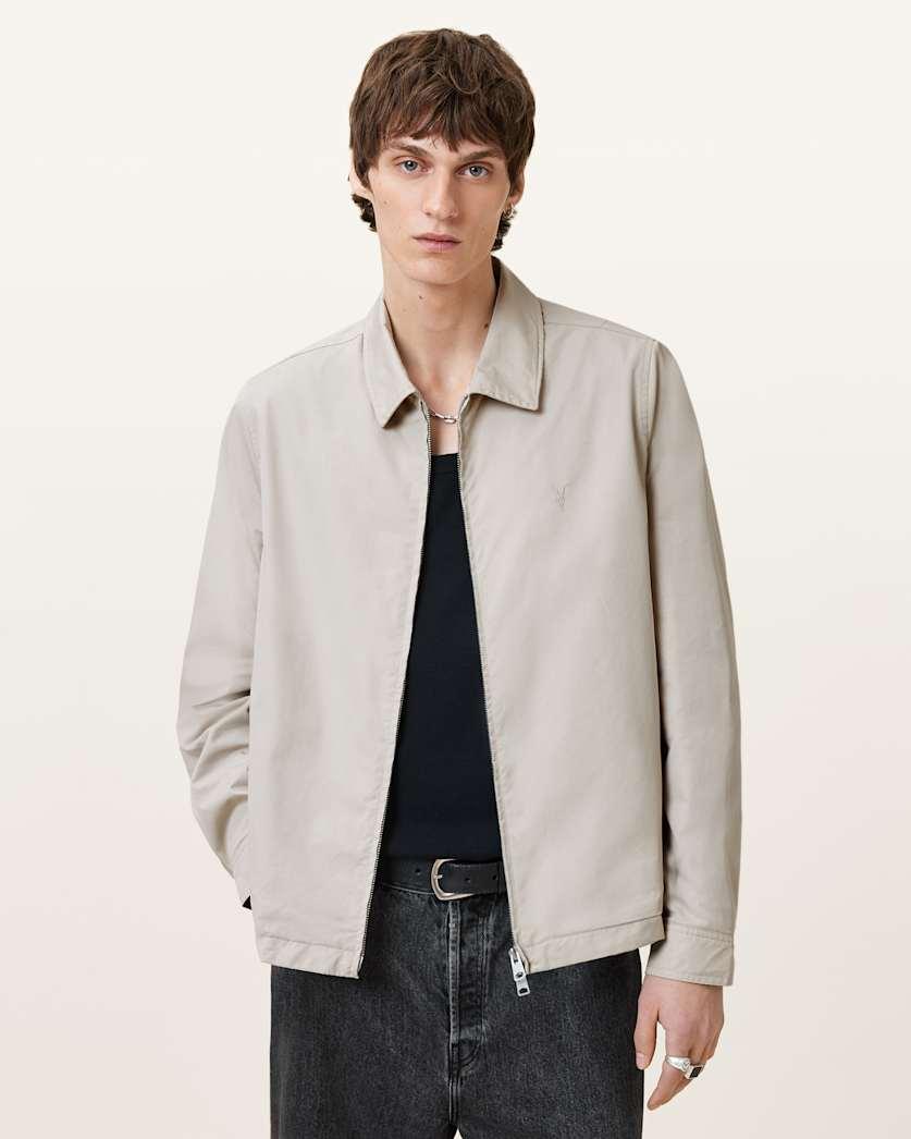Trey Taupe Ramskull Pointed Collar Jacket by ALLSAINTS Trey Taupe Ramskull Pointed Collar Jacket by ALLSAINTS