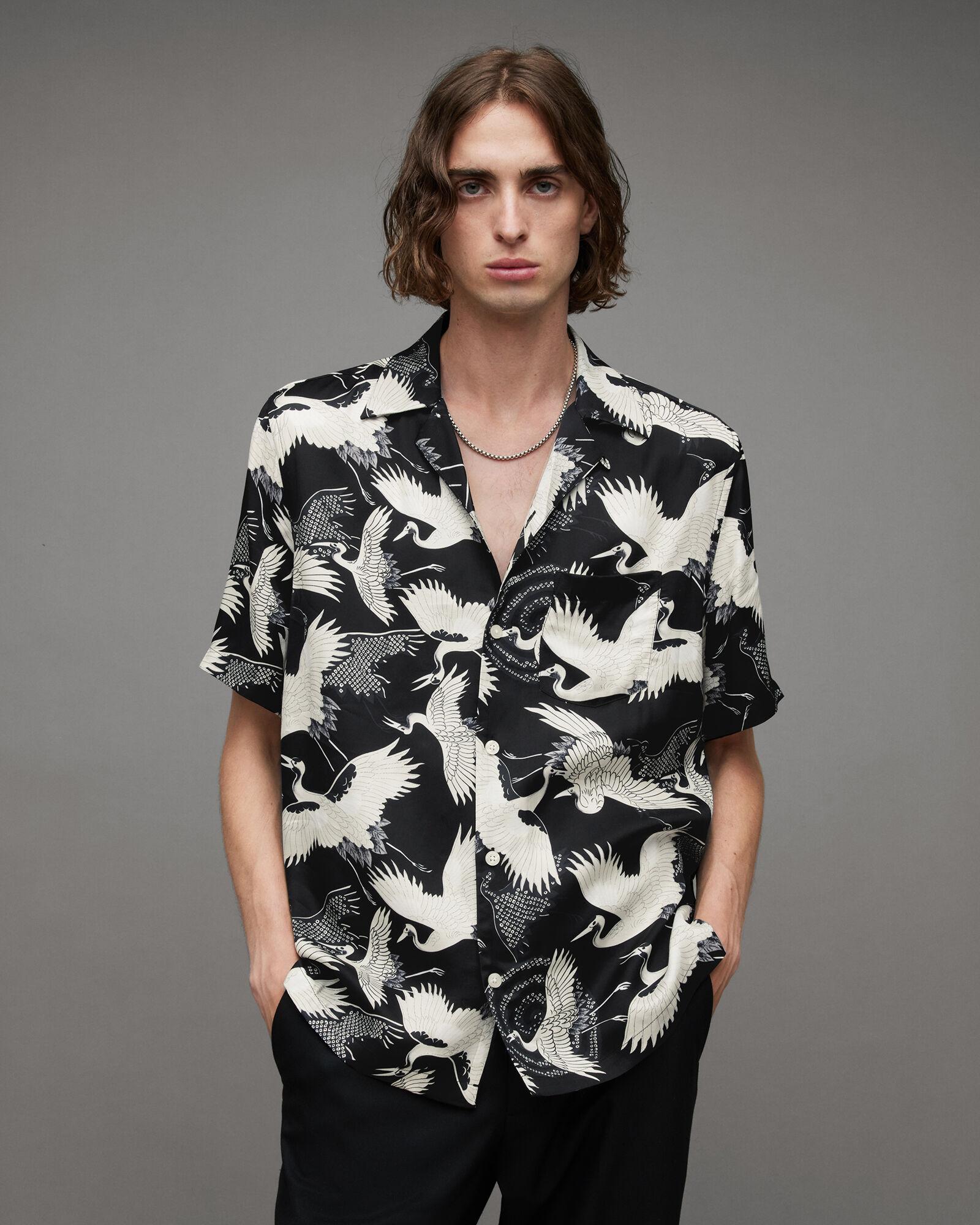 Tsuru Bird Print Short Sleeve Shirt by ALLSAINTS