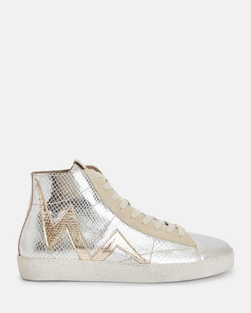 Tundy Bolt Metallic Leather Trainers by ALLSAINTS