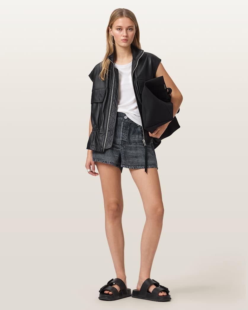 Tyler Wide Leg Illusion Of Denim Shorts by ALLSAINTS
