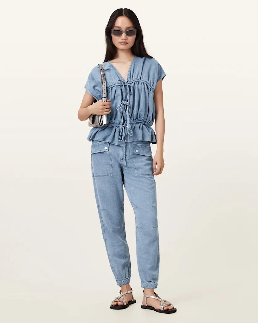 Val High-Rise Cargo Linen Blend Trousers by ALLSAINTS