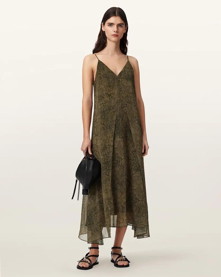 Vanda V-Neck Midi Dress by ALLSAINTS