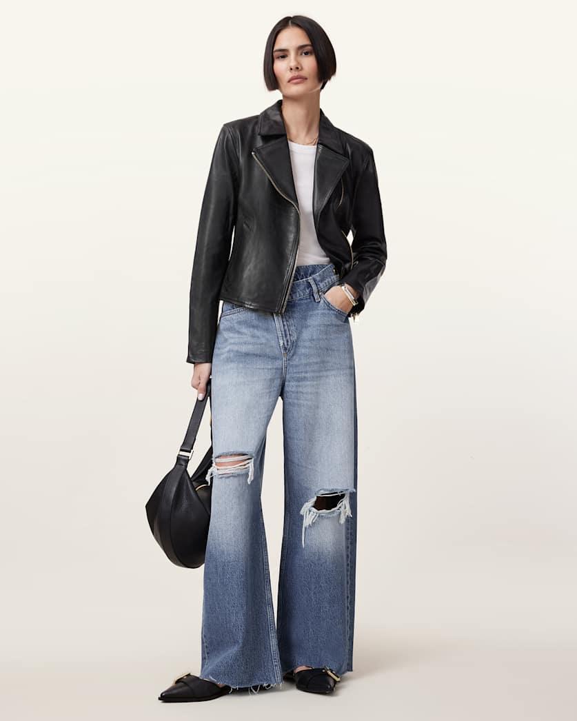 Vela Slim Fit Leather Biker Jacket by ALLSAINTS