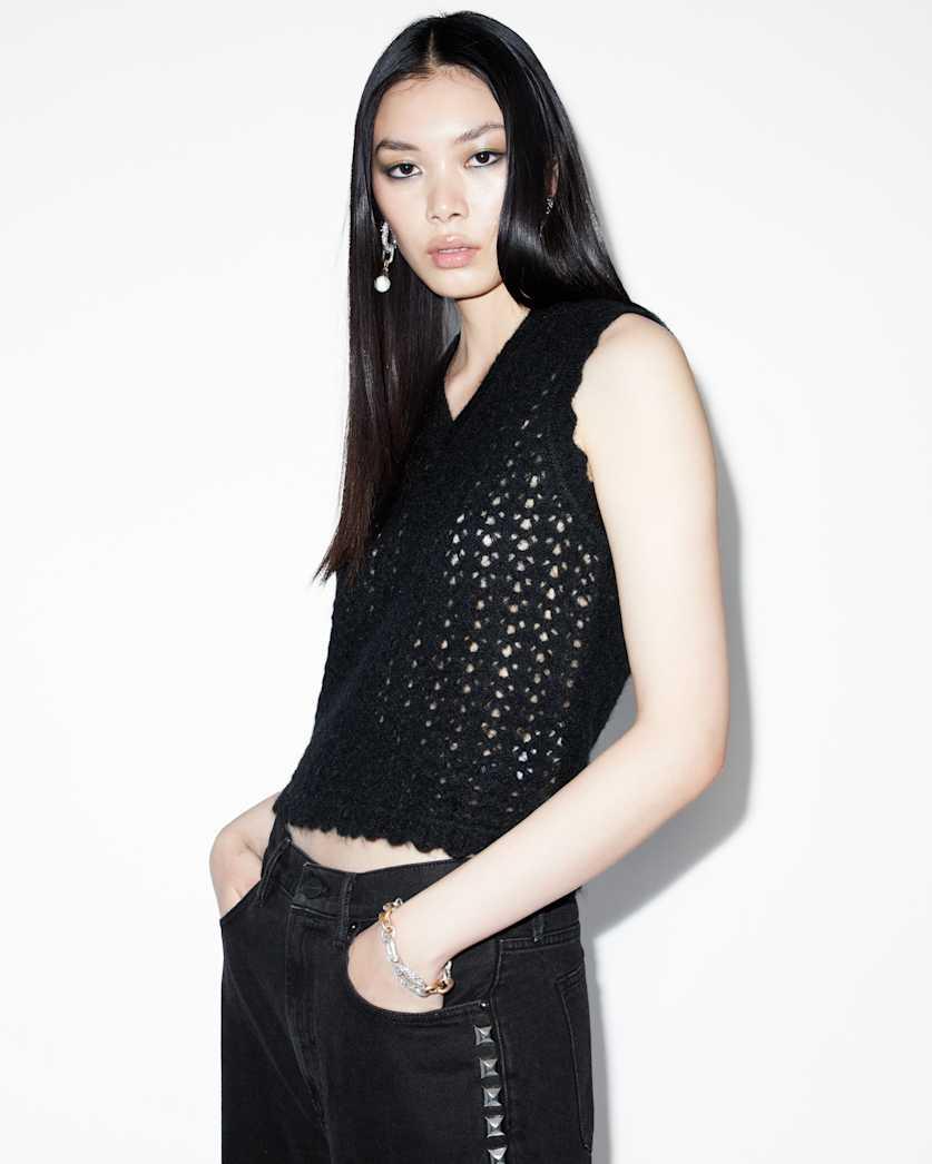 Vivian Open Stitch V-Neck Tank Top by ALLSAINTS