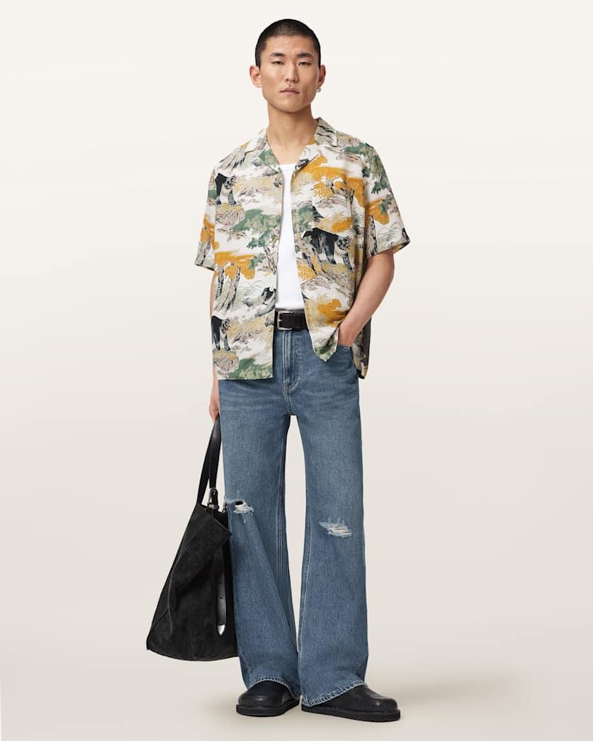 Wader Short Sleeve Linen Blend Shirt by ALLSAINTS