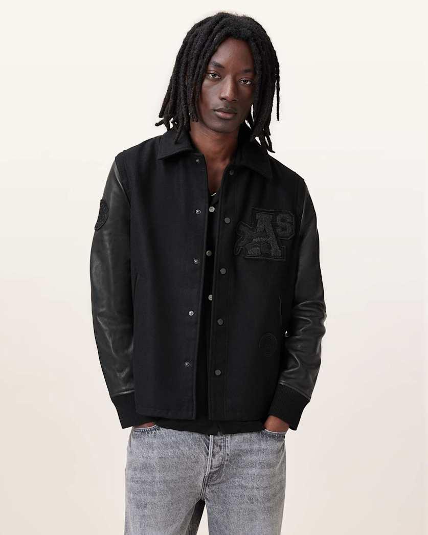 Warrenton Leather Sleeve Bomber Jacket by ALLSAINTS