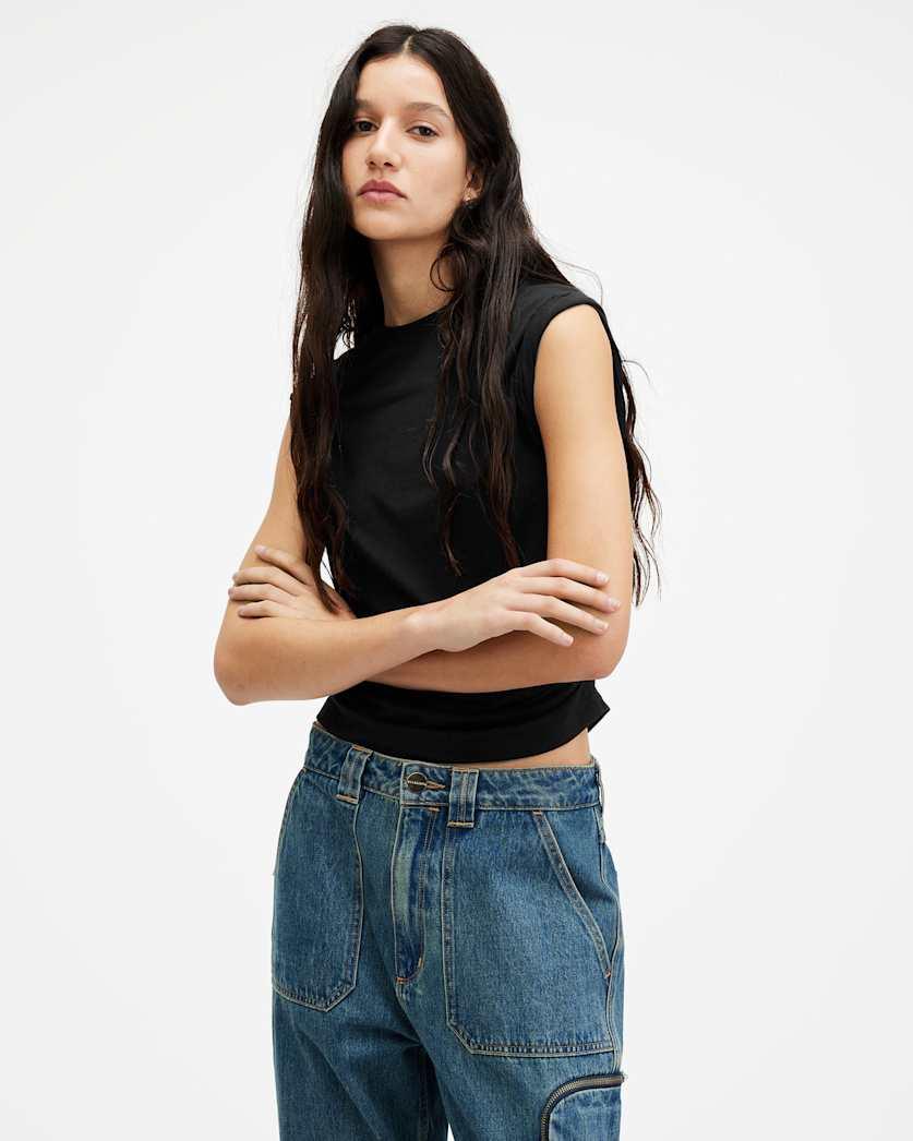West Rolled Sleeve Slim Fit Tank Top by ALLSAINTS