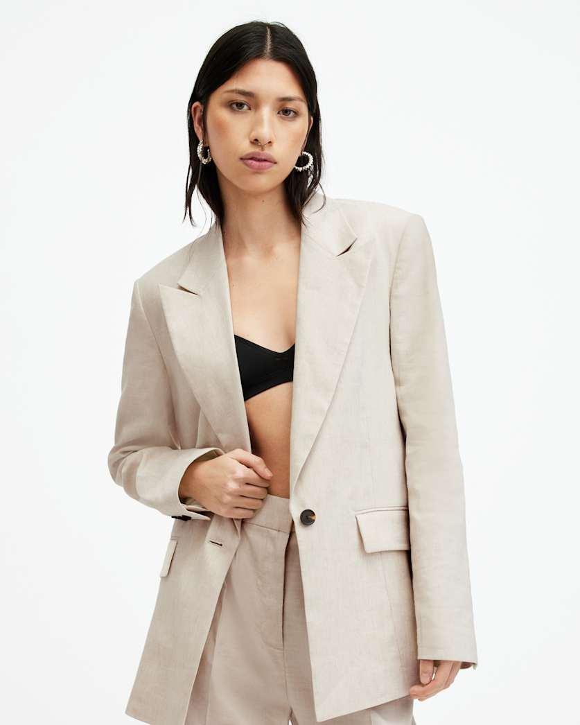 Whitney Linen Blend Relaxed Fit Blazer by ALLSAINTS