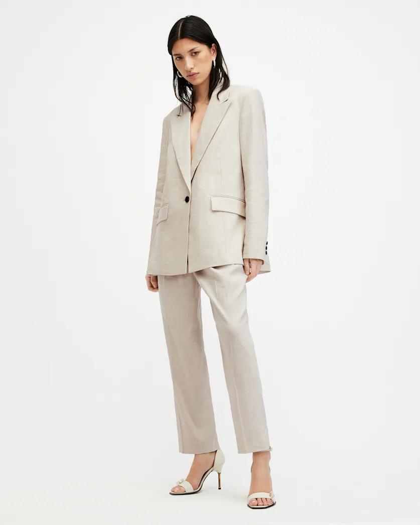Whitney Linen Blend Straight Leg Trousers by ALLSAINTS