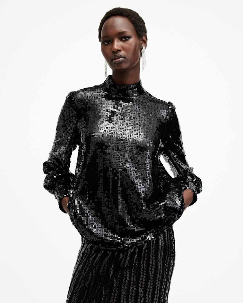Whitney Long Sleeve Sequin Top by ALLSAINTS