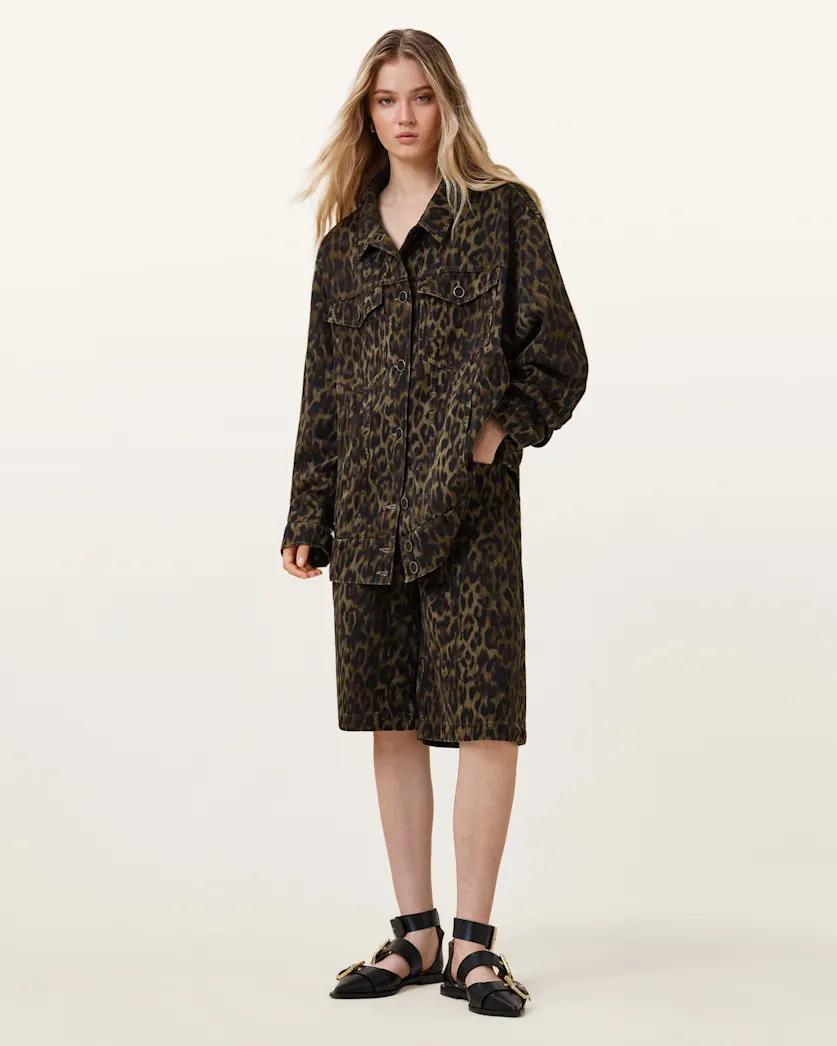 Willow Leopard Print Denim Jacket by ALLSAINTS