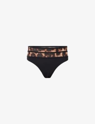 Xalia Leopard-Print Mesh Stretch-Woven Bikini Bottoms by ALLSAINTS