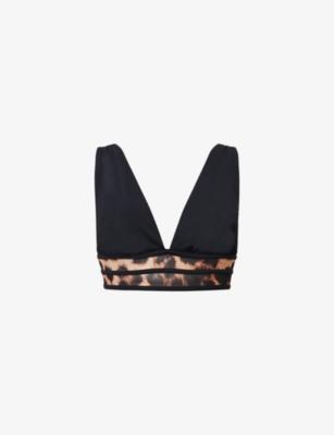Xalia Leopard-Print Mesh Stretch-Woven Bikini Top by ALLSAINTS