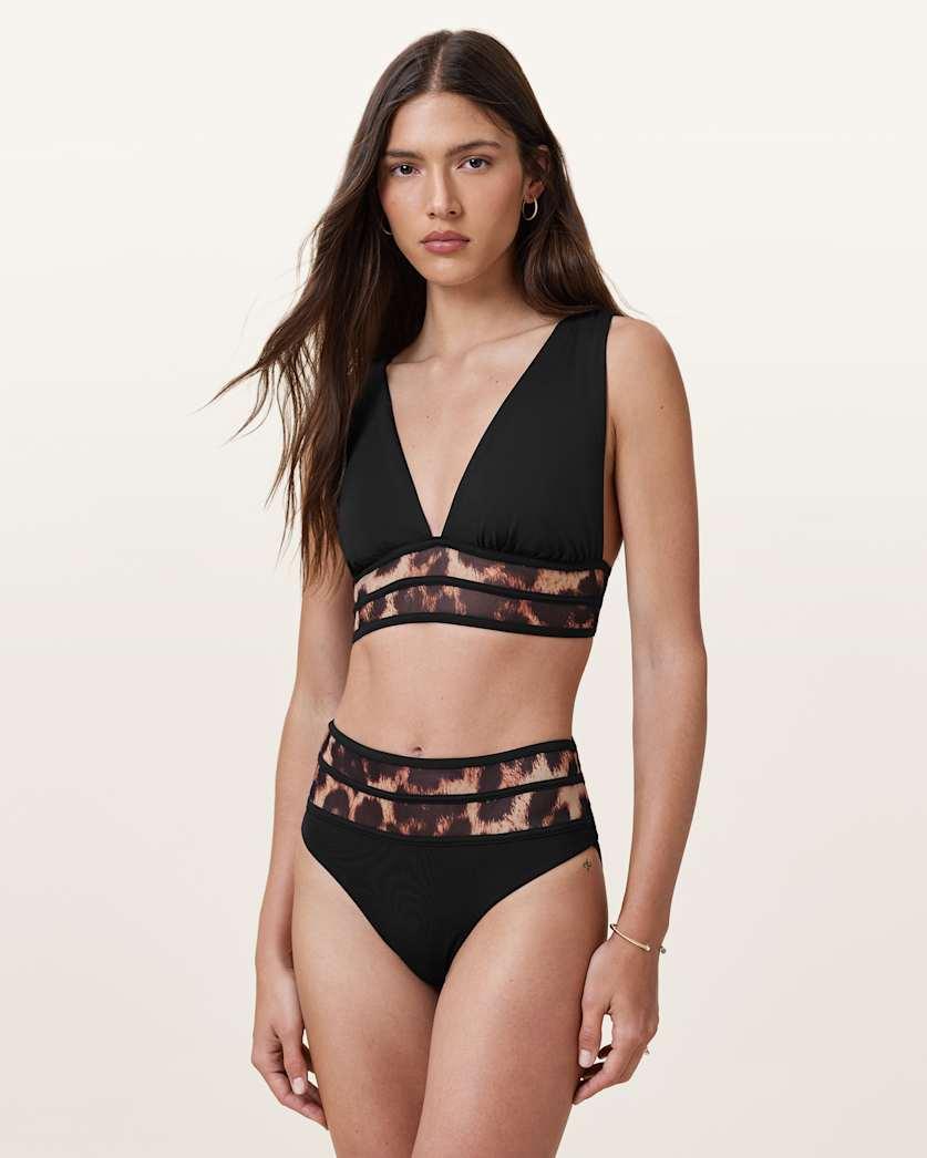 Xalia Mesh Leopard Print Bikini Top by ALLSAINTS